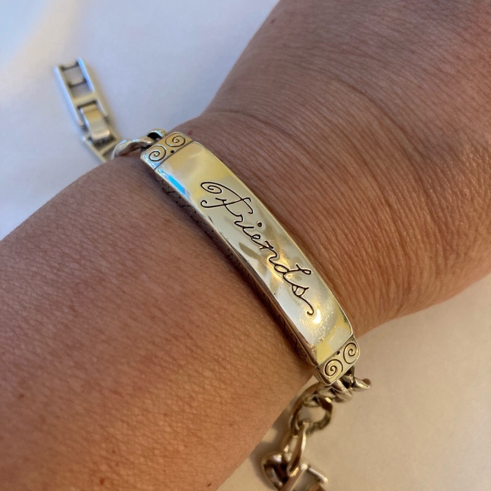 Brighton Friends Embellished Silver Tone Chain Bracelet
